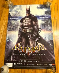 RARE 'BATMAN ARKHAM ASYLUM' Gamestop Double-sided Store Display Promo Poster- Huge 33' By 48'