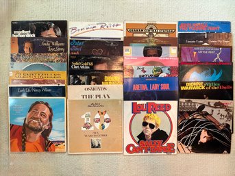 Vinyl Record Collection Including Dionne Warwick, Lou Reed & Willie Nelson