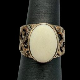 (A50) SILPADA Sterling Silver Oval Bamboo Coral Ring, Size 5.5