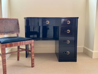 Very Special Art Deco Compact Lacquered Desk & Chair