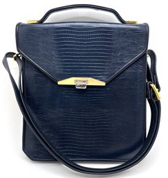 Roche Leather Company Alligator Embossed Leather Hand Bag With Brass Hardware