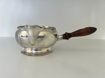 Silver-Plated Sauce Bowl With Wooden Handle