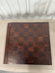 Vintage Wooden Chess Set Folding Board W Storage Chess Pieces & Dominoes Complete Game Set