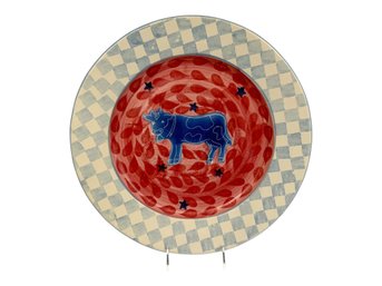 Handcrafted Dan Lasser Ceramics Cow Plate