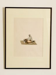 Vintage Watercolor - 'Woman Grinding At A Mill', Nicely Framed