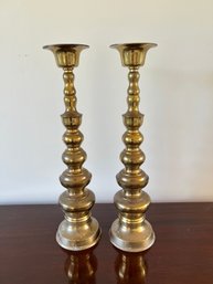 Pair Of Brass Candlesticks  17 3/4' Tall