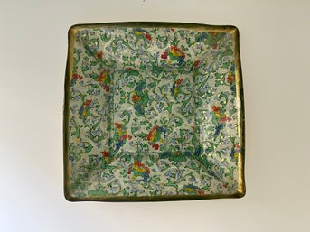 Decoupage Plate With Gold Rim  8 3/4'