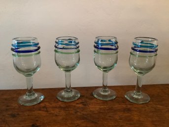 Mexican Blown Glass Wine Goblets