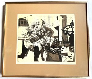 Jack Levine (b1915 American) Signed Aquatint Etching 'The General' Identical Print Hangs At Brooklyn Museum