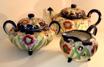 Hand Pain Tea Pot, Sugar And Creamer