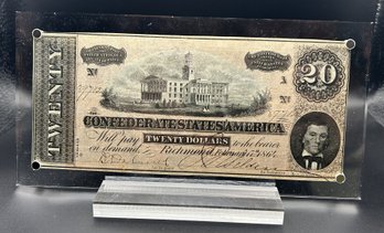 Ultra-High Grade 1864 CONFEDERATE CIVIL WAR T-67 $20- Paper Note- Richmond, Virginia