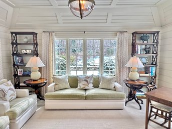 Custom Raymond Forehand Celadon Linen Sofa