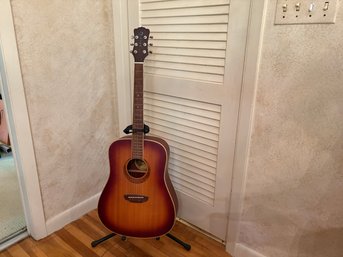 Luna Acoustic Guitar, Model Mus DN M Burst With Stand