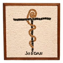Handcrafted Jordanian Mosaic  Rod Of Asclepius Symbol Wall Art