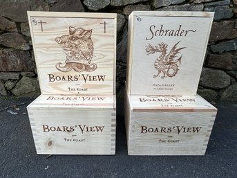 Four Wine Boxes- Used For Storage Or For Decor