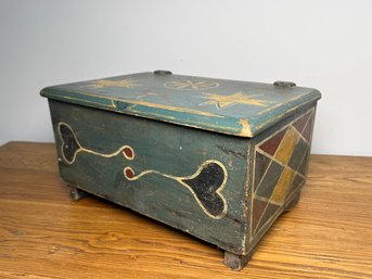 1997 Signed Matthew Jacks 'Johannes Spitler' Inspired Folk Art Hand Painted Wooden Box
