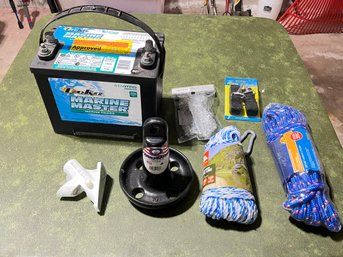 Lot Of Boating Items Including A Working Battery