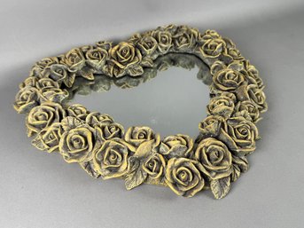 Stunning Decoline Hand Painted Quality Made Rose Heart Mirror