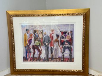 Large Marcus Glenn 'Spectator's At Tarkay Exhibit' Signed & Numbered Lithograph