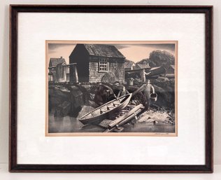'New England Waterfront' Stow Wengenroth (1906-1978) Black & White Signed Lithograph