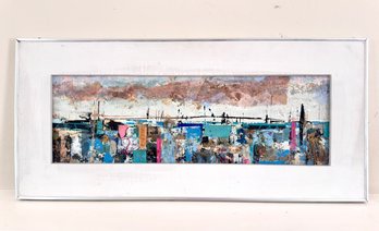 'Key West' C 1970's Mixed Media Painting In Silver Frame