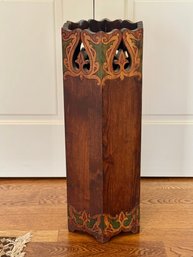 Art Noveau Carved Wood Umbrella Stand