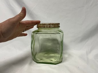 Green Depression Uranium/Vaseline Hoosier Canister