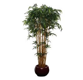 Large Faux Surreal Bamboo Tree With Planter