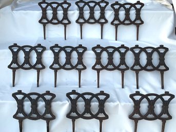 A Set Of Ten Antique Cast Iron Garden Edging Pieces