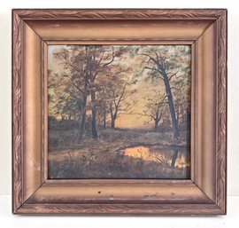 'Autumn Twilight In The Country' 19th C Oil Painting