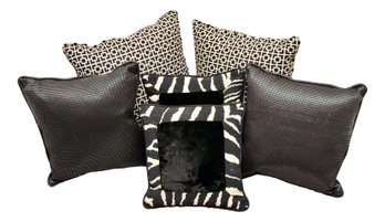 Set Of 6  Luxe Brown Black & White Accent Pillows