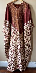 Large Vintage African Chain Stitch Embroidery & Block Printed Jacquard Woven Robe