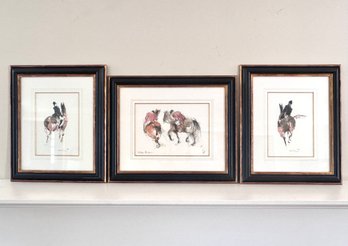 Set Of Three Beautiful Bella Pieroni Signed Equestrian Prints