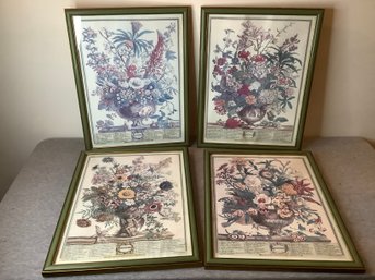 Months Of Flowers Set Of 4 Lithographs