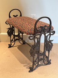 Petite Sweet Iron Bench With Modern Upholstery