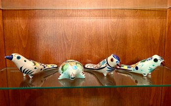 Mexican Glazed Terra Cotta Birds & Turtle