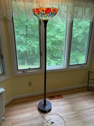 Tiffany-style Stained Glass Torchiere Floor Lamp