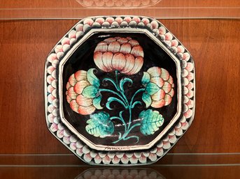 Vintage Romano Innocenti (italian, 1936-2005) Majolica Octagon Low Bowl