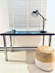 Ikea Desk & Pottery Barn Lamp, Pouf (LOC: F2)