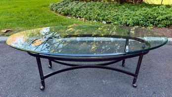Beveled Glass Oval Coffee Table