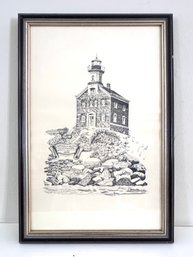 'Captain's Island Lighthouse' Of Greenwich CT William Connolly Framed Print