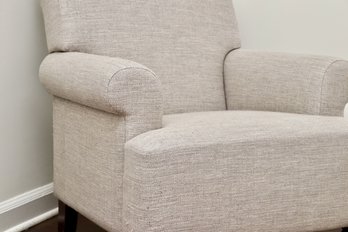 Neutral-Tone  Upholstered Armchair With Rolled Arms
