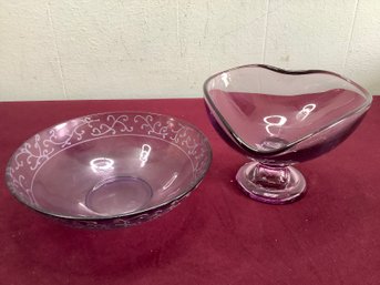 Purple Glass Bowl Lot Of 2
