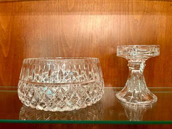 Waterford Crystal Candle Holder & Crystal Bowl
