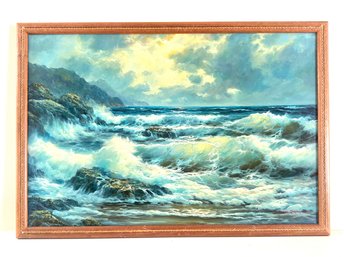 T. Thomas Quigley  (B 1928) 'Ocean Before The Storm' 1983 Oil Painting (1 Of 2)