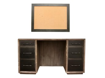 Restoration Hardware RH Colbin Storage Desk $2,195 And Black-Framed Memory Pin Board
