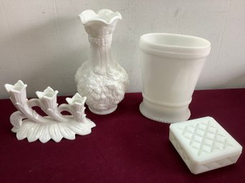 Mixed Milk Glass Lot