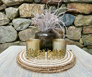 Lovely Place Mats, Votives, Vase And Faux Foliage