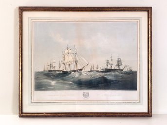 'The English & French Fleets In The Baltic 1854' Large Framed Sailing Print