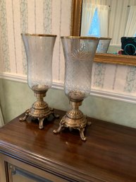 Elegant Pair Bronze Candle Holders